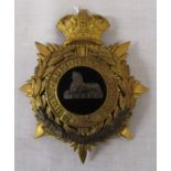 Lincolnshire Regiment Queen Victoria brass helmet plate