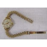 Ladies 9ct gold Buren Grand Prix swiss wrist watch with 9ct gold strap weight excluding movement