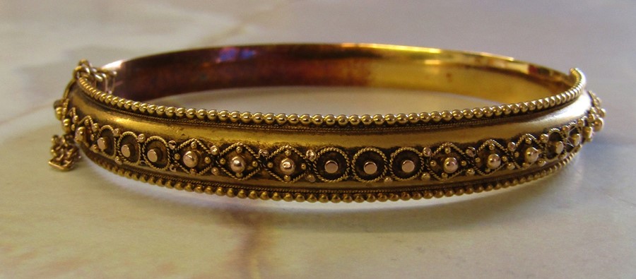 15ct gold Victorian bangle / bracelet Birmingham 1899 11.6 g (with original box) - Image 5 of 7