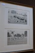 Framed pair of pencil signed and numbered limited edition lithographic Vincent Haddelsey prints (