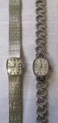 Ladies silver Ventora watch and strap Birmingham 1979 (weight of strap with glass 0.63 ozt) & a