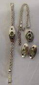 Modern silver bracelet, matching pendant on chain & earrings marked 925 total weight 2.13ozt (1