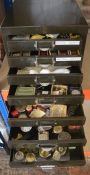 7 drawer cabinet containing watch repairers spares & tools