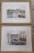 Pair of framed watercolours of Lincoln 55 cm x 46 cm (size including frame)