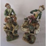 2 large Capodimonte tramp figurines (af) & 2 others