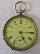 Continental silver pocket watch maker E Harris & Co, made in Locle marked 0.800