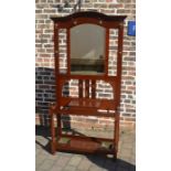 Late Victorian/Edwardian hall stand with Art Nouveau inlay H199 W101cm