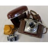 Beirette Junior II camera & case & miniature Japanese Hit camera & case including instructions