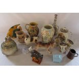 Selection of ceramics inc Woods Indian Tree, goat figurine, Royal Worcester etc