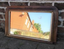 Small Victorian walnut and Tunbridge inlaid over mantel mirror