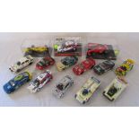 Box of playworn Scaletrix cars together with 3 boxed Scaletrix cars