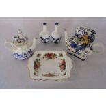 Royal Albert 'Old Country Roses' dish 21 cm x 17 cm, Cardew novelty teapot, Royal Doulton 'Real