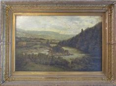 Gilt framed oil on canvas of Braemar Castle, Deeside by J Menme 79 cm x 58 cm (size including