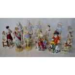 Collection of late 19th/early 20th century Continental porcelain figures (some damage)