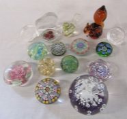 Various paperweights inc Mdina, Whitefriars and Wedgwood