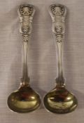 Pair of Victorian silver kings pattern salt spoons London 1844 1.52ozt