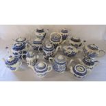 Collection of willow pattern teapots inc Royal Worcester, Booths, Royal Doulton, Woods, Sadler,