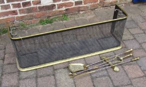 Victorian brass and meshwork nursery guard fender & fireside companion pieces