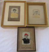 3 framed Stevengraph jockey woven silk pictures - Fred Archer (cream and black) 19 cm x 23 cm,