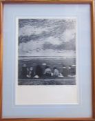 Pamela Guille A.R.C.A limited edition artist's proof etching 'Fish and Chips (on the Promenade)'
