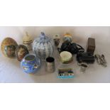 Varous ceramics, silver plate and binoculars etc