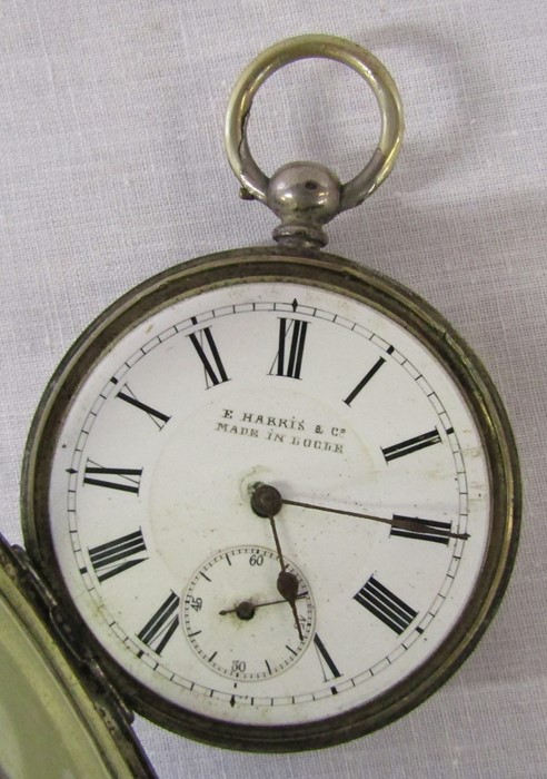 Continental silver pocket watch maker E Harris & Co, made in Locle marked 0.800 - Image 2 of 3