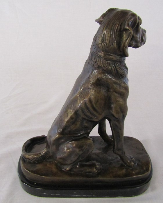 Bronze figure of a seated dog on a marble base  L 21 cm H 25.5 cm - Image 3 of 3