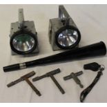 2 Bardic hand lamps, Acme British Rail shunter's horn, train carriage keys & Acme whistle