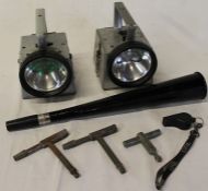 2 Bardic hand lamps, Acme British Rail shunter's horn, train carriage keys & Acme whistle