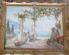 Gilt framed oil on canvas of Trigola Italy by F Gardner 92 cm x 72 cm (size including frame)