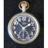 30 hour Air Ministry 15 jewel Non-luminous Mark V Electa pocket watch