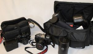 Pentax P30T camera with zoom 28-80mm lens, Pentax flash AF2605A, Pentax Supertakumar 1:3.5 / 28mm