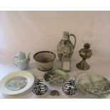 Various ceramics inc Glynn Colledge Denby jug, Wedgwood teapot, Tally Ho 'The kill' plate by Johnson