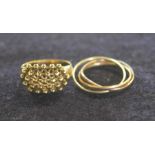 2 9ct gold rings (one a triple ring) total weight 5.2g