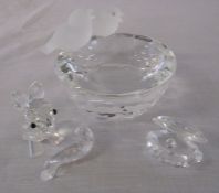 Swarovski bird bath with 2 birds, oyster with pearl & a squirrel (one bird and squirrel's tail