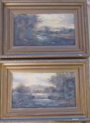 Pair of gilt framed oils on canvas depicting rural scenes by T Martin 64 cm x 44 cm (size