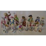Various small late 19th/early 20th century Continental porcelain figures including Meissen style