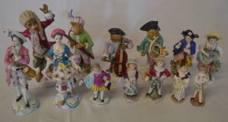 Various small late 19th/early 20th century Continental porcelain figures including Meissen style