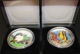 2 Cuban silver 10 pesos coins with enamel decoration dated 1996