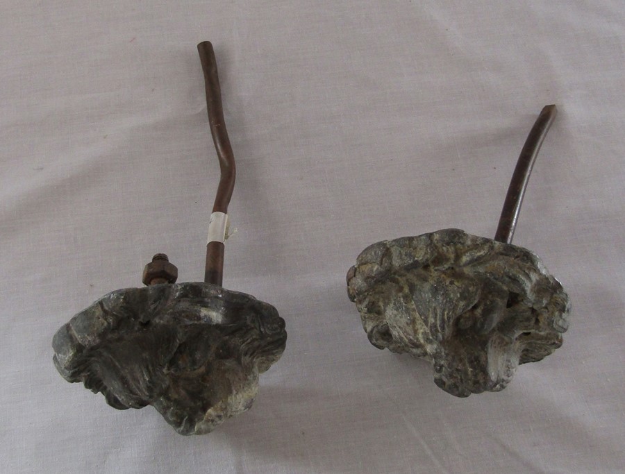 Pair of 19th century cast lion head fountain spouts - Image 2 of 2