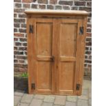 Pine cupboard with H brackets. Piece missing from top side. W83cm H123cm D29cm