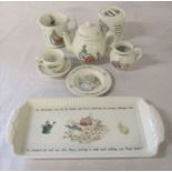 Wedgwood Peter Rabbit miniature / childs tea set consisting of teapot, jug, plate, cup and saucer