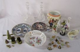 Various ceramics inc Wade animal miniatures, Wedgwood, Continental figurines, Limoges & glass