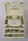 Large jewellery box containing assorted costume jewellery inc silver rings etc