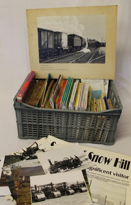 Selection of steam / railway memorabilia, black and white photographs including a fish train leaving