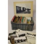 Selection of steam / railway memorabilia, black and white photographs including a fish train leaving