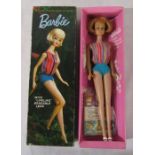Boxed c.1964 Barbie 'American Girl' doll with swimsuit, shoes and leaflet