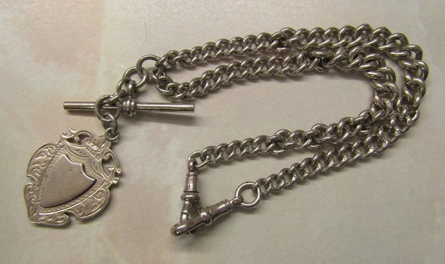 Silver watch chain and fob Birmingham 1919 weight 1.75 ozt