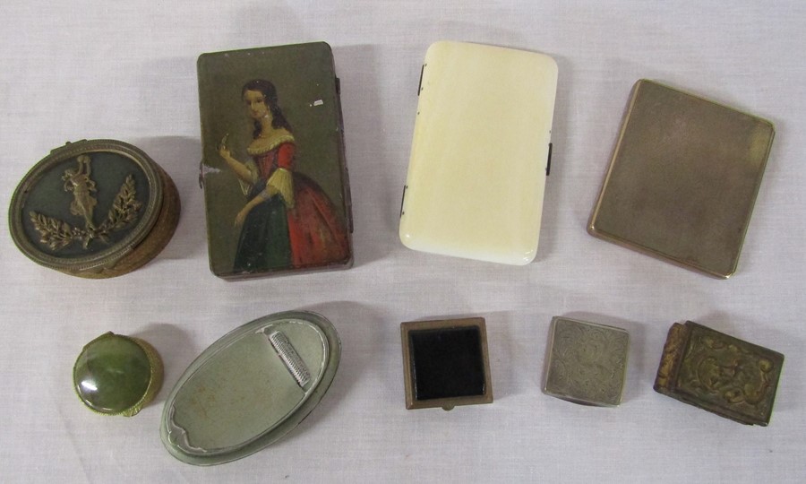Various cigarette cases and boxes inc small silver box