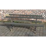 2 wood and cast iron benches